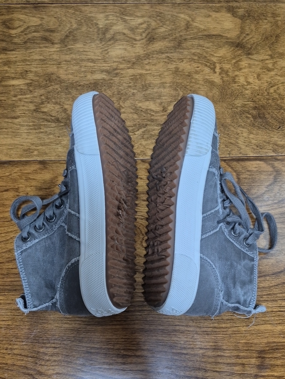BLOWFISH 'Rev Arctic' Gray Distressed Canvas Women's High Top Sneakers Side Zip - Picture 8 of 16